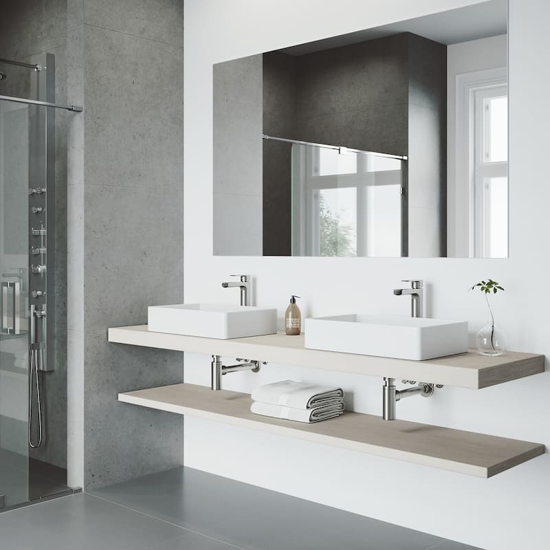 VIGO Amada 10" H Single Handle Single Hole Bathroom Vessel Faucet - 5.38"L x 1.88"W x 10.375"H