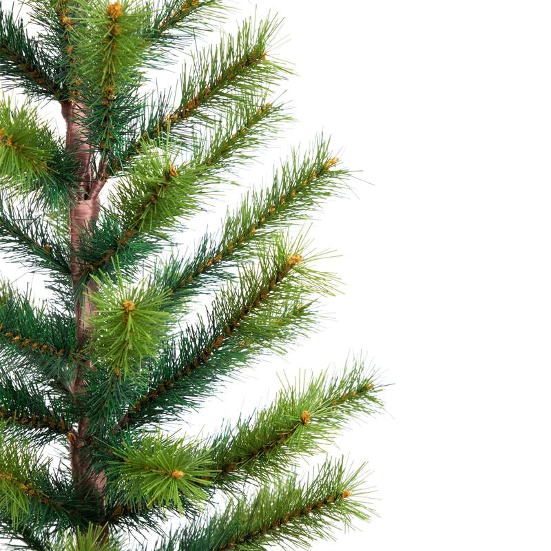 Slim Pine Artificial Christmas Tree in Birch Wood Pot - 36" - Unlit