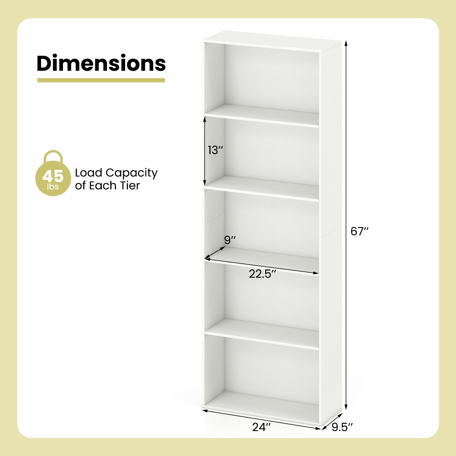 Gymax 2 PCS 5-Tier Bookshelf Open Bookcase Freestanding Display