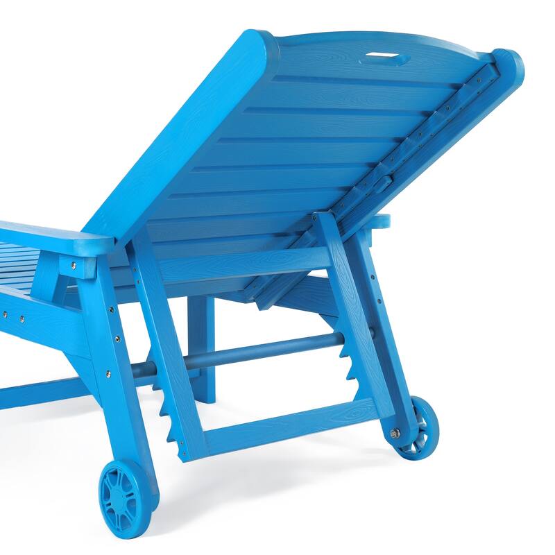 Outdoor Adjustable Wheeled Chaise Lounge Chairs with Arms for Patio, Deck, Backyard - 78.9"L x 24"W x 39.7"H
