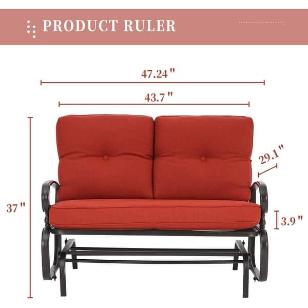 dimension image slide 3 of 6, Nista 2 Person Outdoor Patio Glider Garden Bench Rocker Chair by Havenside Home
