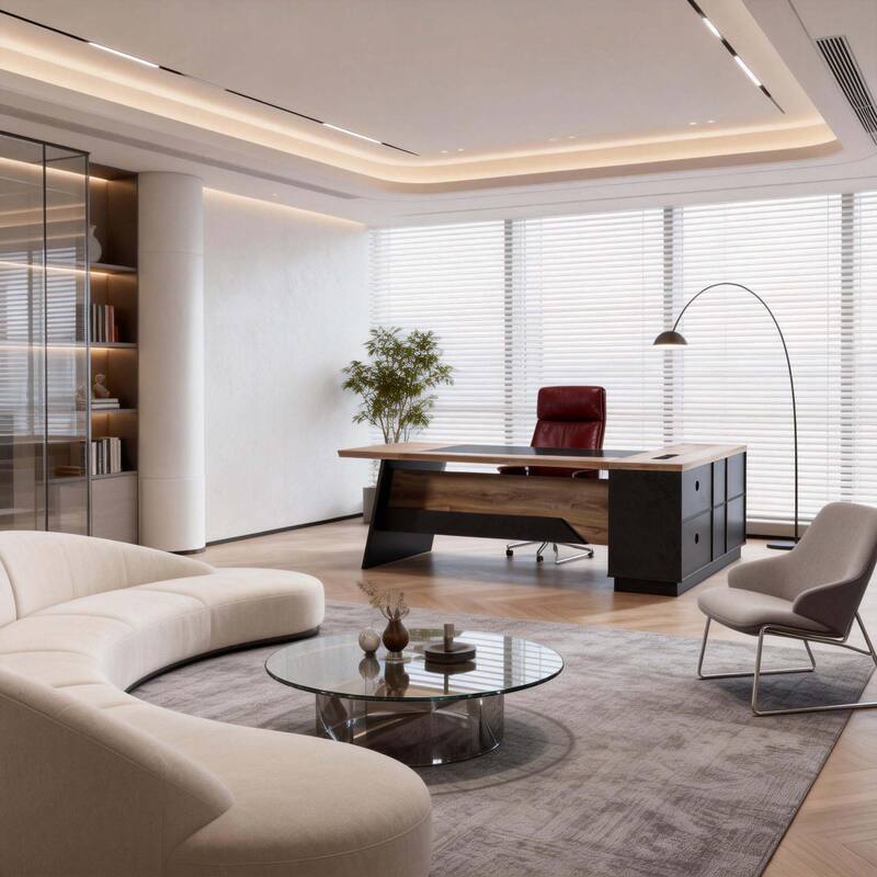 WESOME 78in Modern L-Shaped Executive Desk with Drawer 2-Tier Storage Shelves Cabinets