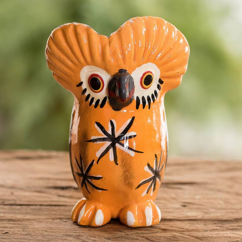Novica Handmade Traditional Tecolote Ceramic Figurine
