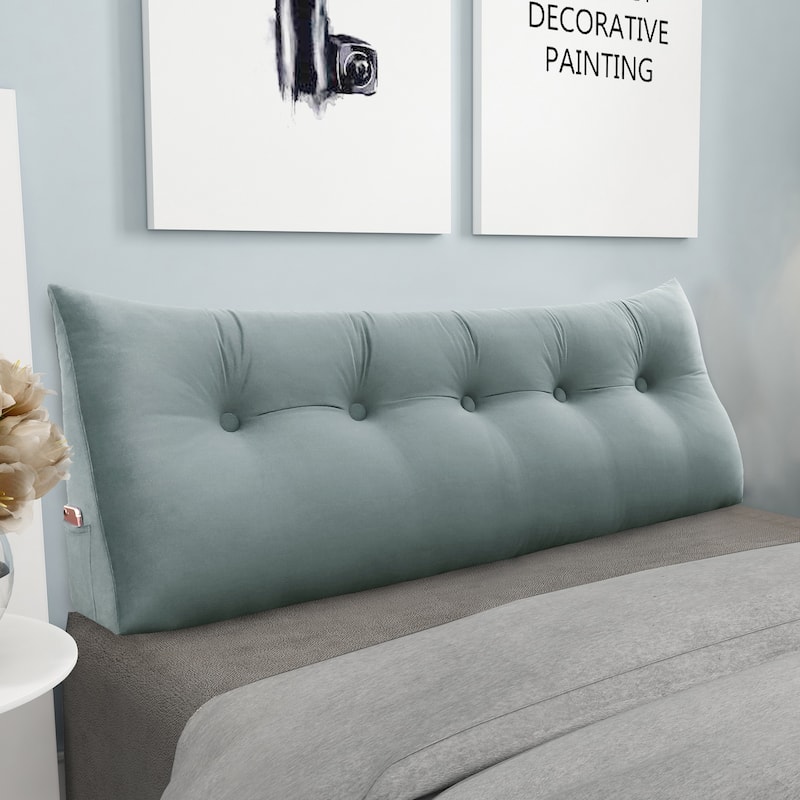 WOWMAX Bed Rest Wedge Reading Bolster Headboard Back Leaning Pillow Queen - Grey