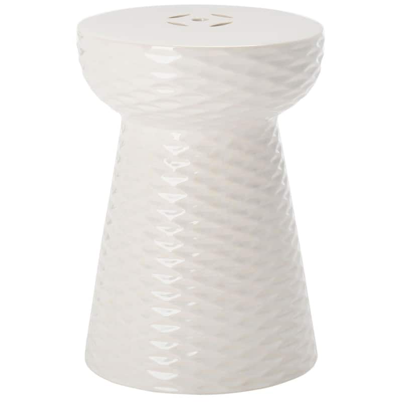 SAFAVIEH Faye White Ceramic Decorative Garden Stool