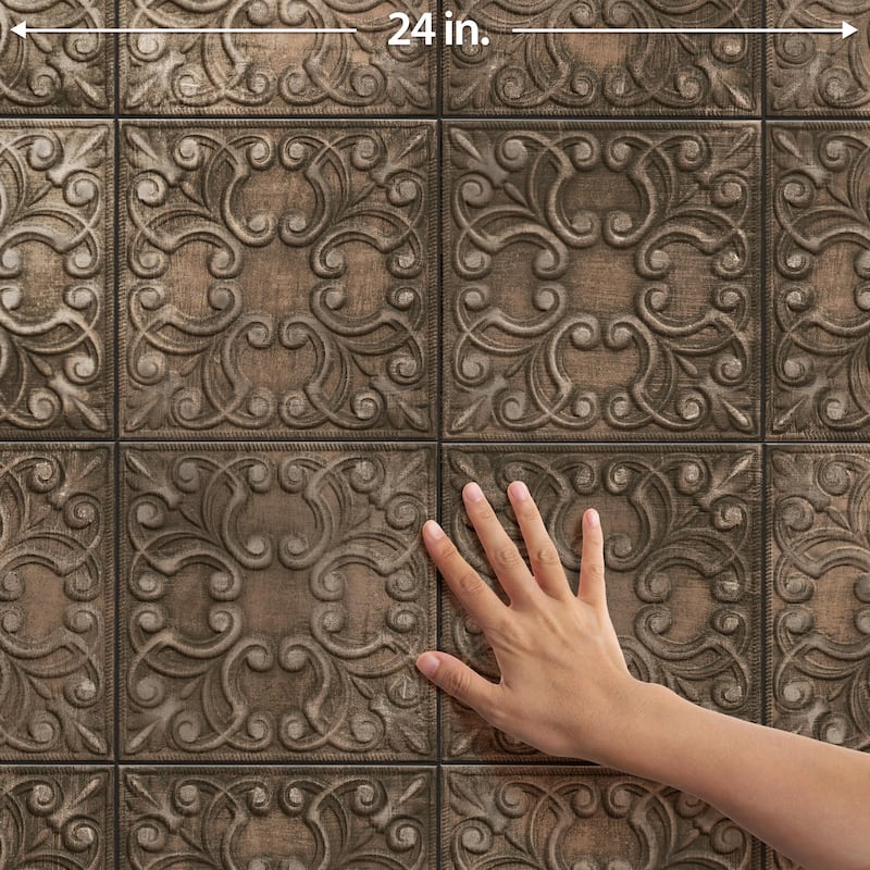 Merola Tile Victorian Tin Copper 17-3/8" x 17-3/8" Porcelain Wall Tile