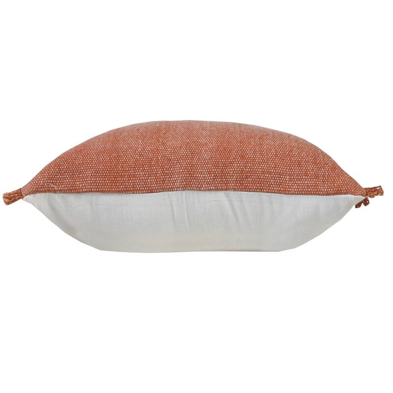 Sevita Adobe Brown Solid Stonewash Throw Pillow with Fringe