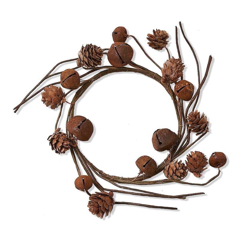 Pinecone And Bell Wreath Fall Harvest Wall Decoration Small 8.0 in