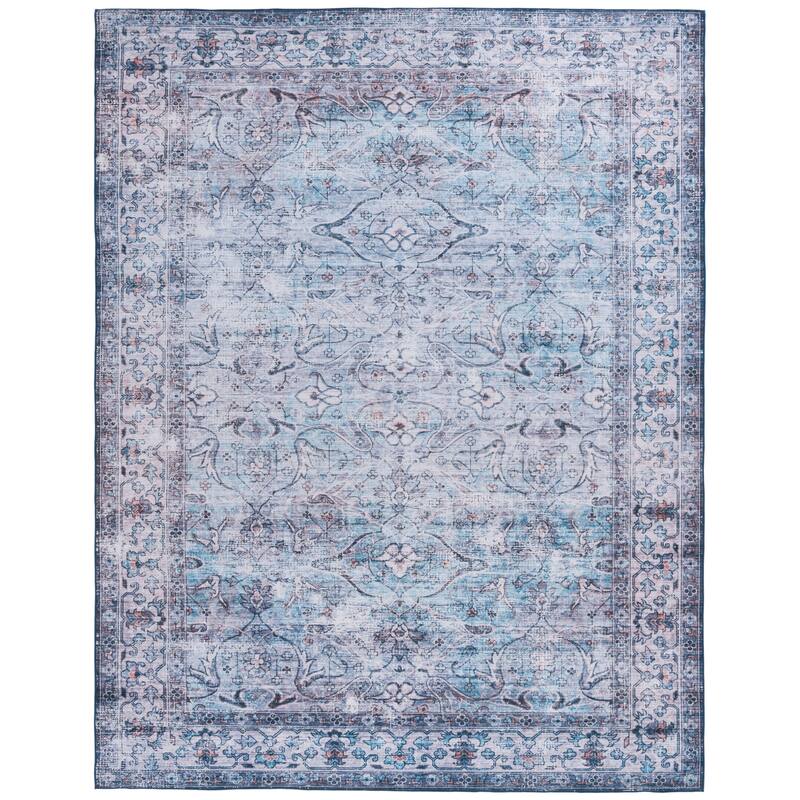 SAFAVIEH Tucson Machine Washable Slip Resistant Magdalene Traditional Rug - 8' x 10' - Aqua/Pink