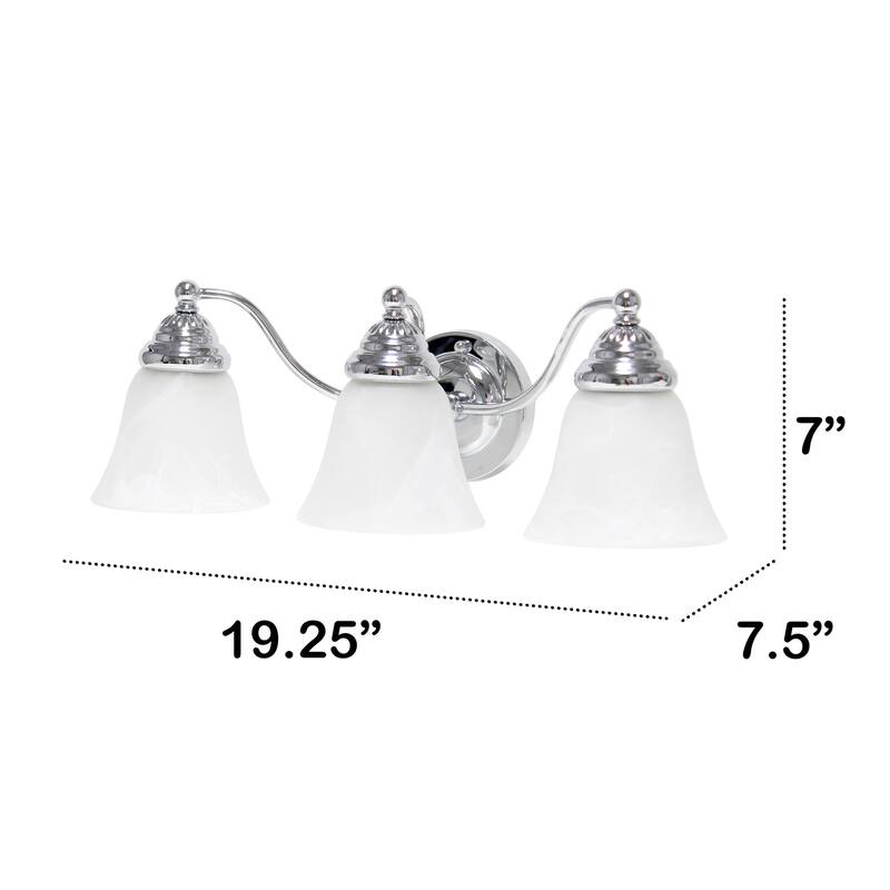 3-Light Vanity Light - Metal & Alabaster Glass - Bathroom, Hallway, Entryway Uplight - 7.5