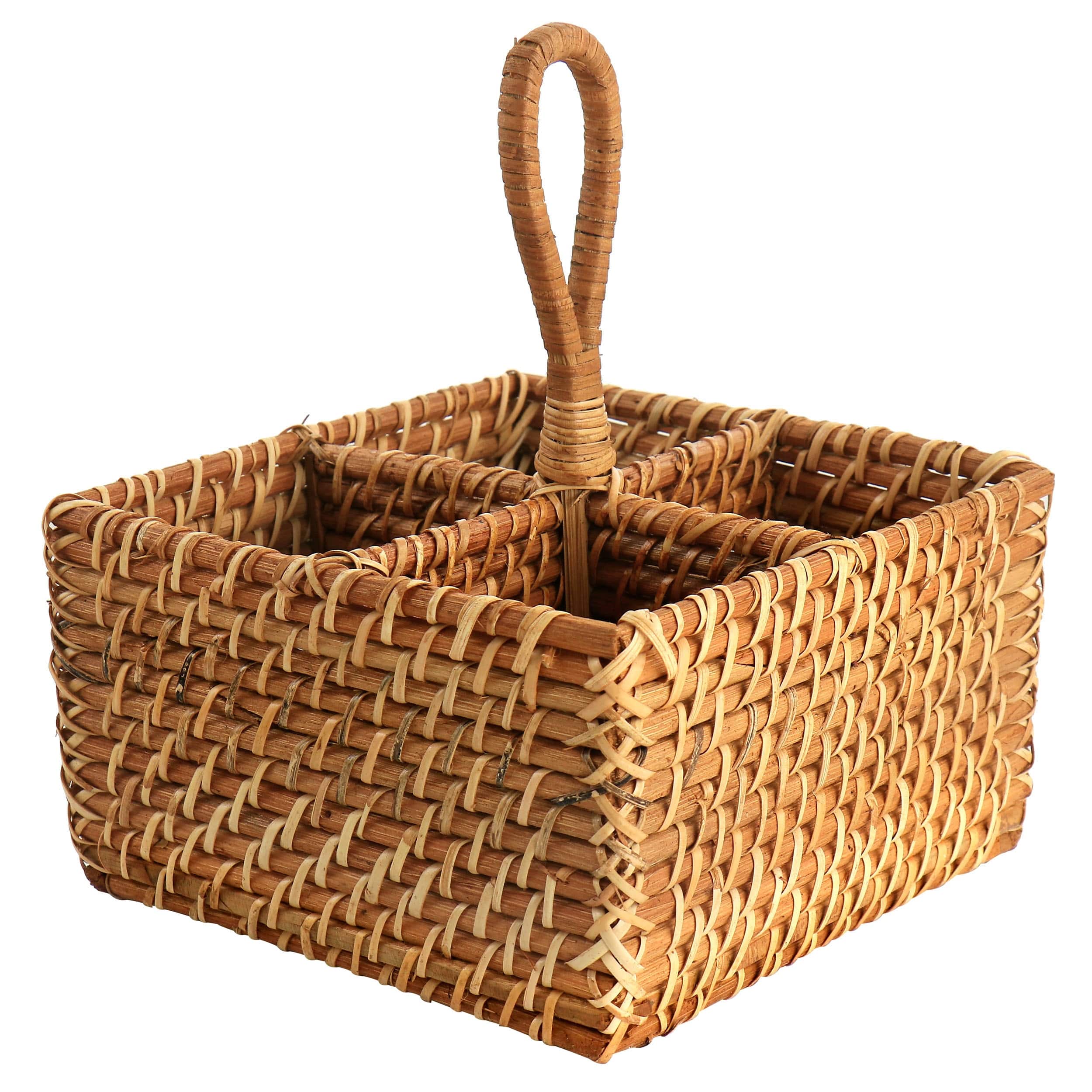 Martha Stewart 8 Inch Rattan Woven Four Section Flatware Caddy Bed