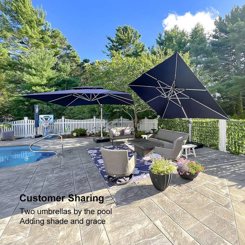 PURPLE LEAF 10 x 12ft Outdoor Patio Rectangle Large Cantilever Umbrella with Base