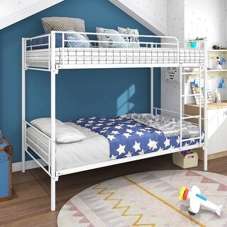 Stylish Safety Practical Design Stylish & Simple Twin over Twin Bunk Bed with Under Storage, Sturdy Metal Frame with Ladder