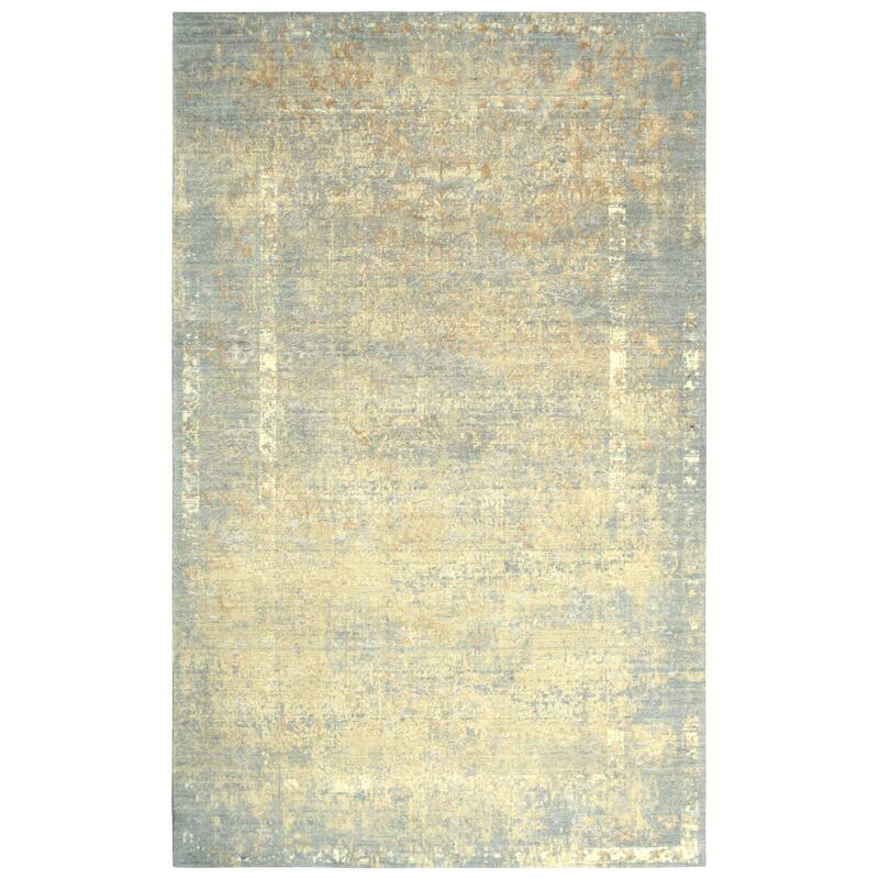 Alora Decor Essential Blue, Grey, and Cream Classic Wool Blend Rug - 9' x 12' - Beige