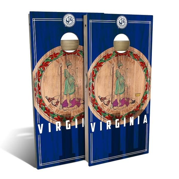 slide 2 of 8, Virginia State Flag 2 Outdoor Cornhole Board Set Backyard 2x4 - Include Carrying Case