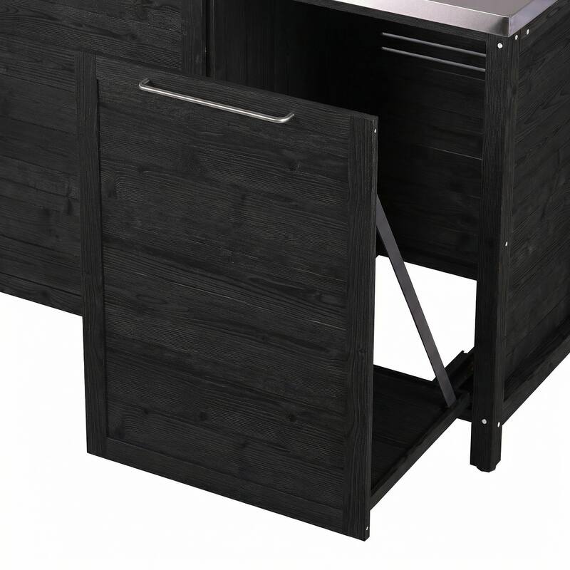 Modular Outdoor Kitchen Island Set, 100% Solid Wood BBQ Cabinet , Patio Kitchen Bar Table