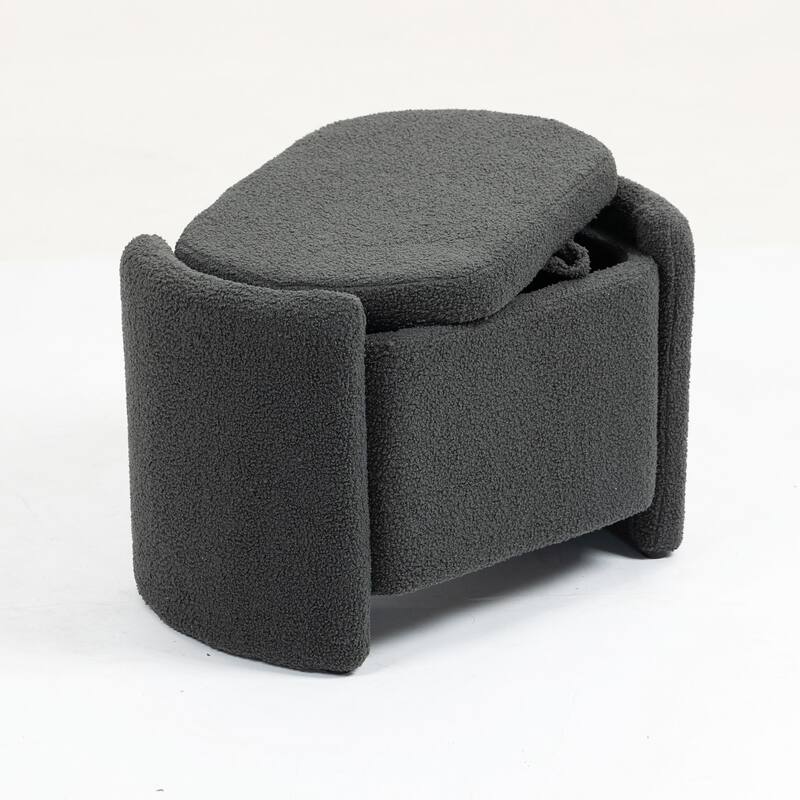 Reading Chair with Hidden Storage - Mid Century Design - Grey