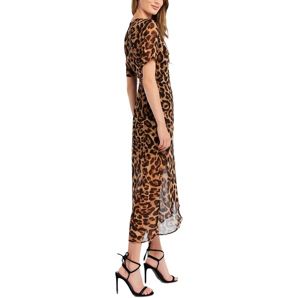 bardot leopard wrap dress