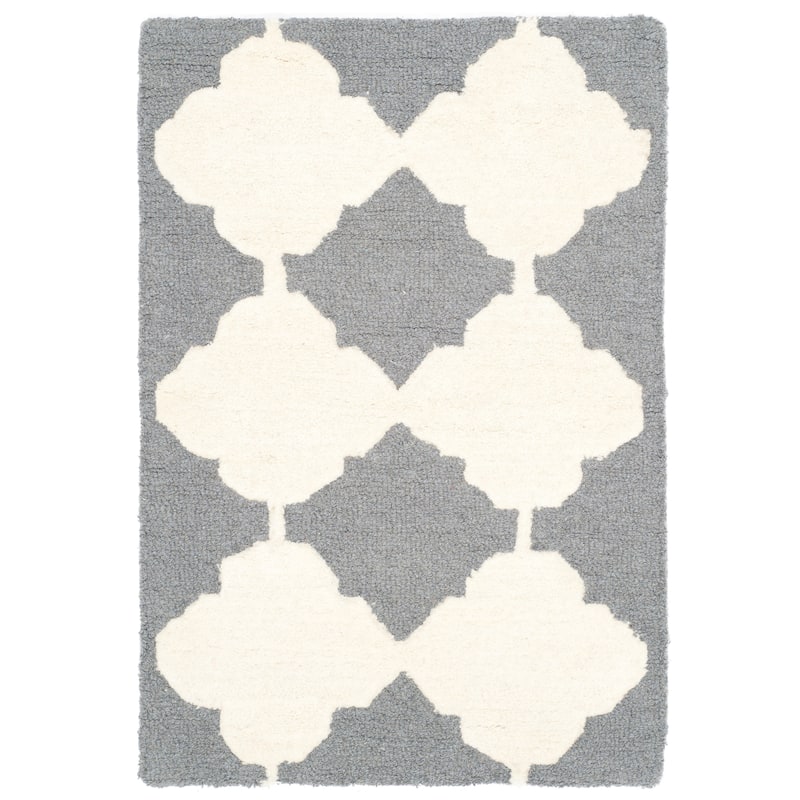 SAFAVIEH Handmade Cambridge Elfete Modern Wool Rug - 2' x 3' - Dark Grey/Ivory
