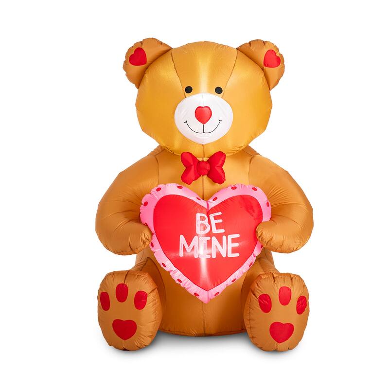 Glitzhome 6'H Lighted Valentine's Bear with Heart Inflatable Decor - 6ft