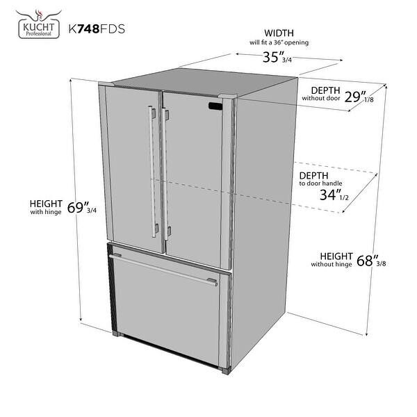 Shop Kucht Pro Style 26 1 Cu Ft 36 In French Door Refrigerator