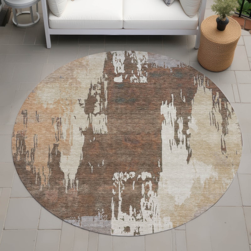 Machine Washable Indoor/ Outdoor Contemporary Fusion Chantille Rug - Cayenne - 8' x 8'