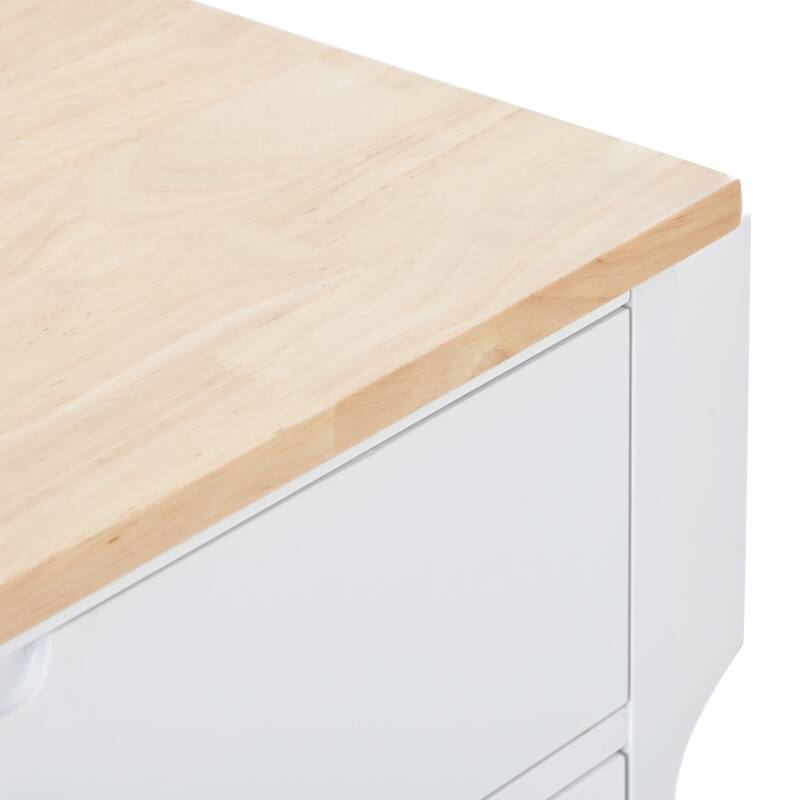 Kitchen Island on Wheels w/ 8 Handle-Free Drawers & Flatware Organizer