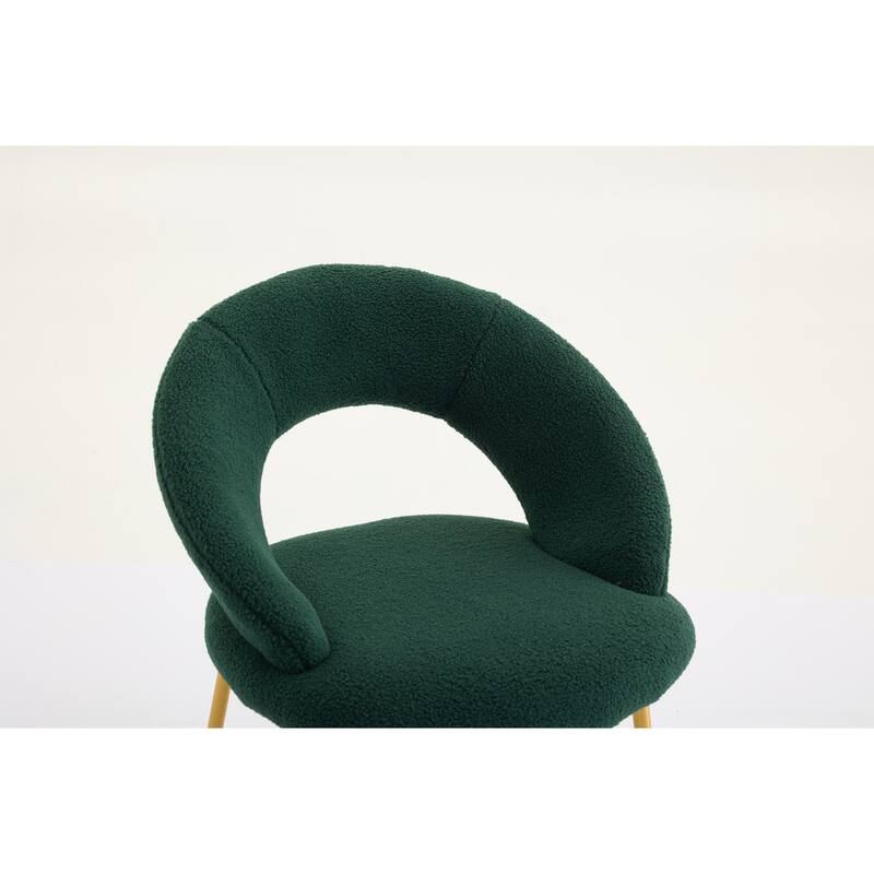 Teddy Fabric Dining Accent Chairs with Curved Backrest and Gold Metal Legs - 250lb Capacity