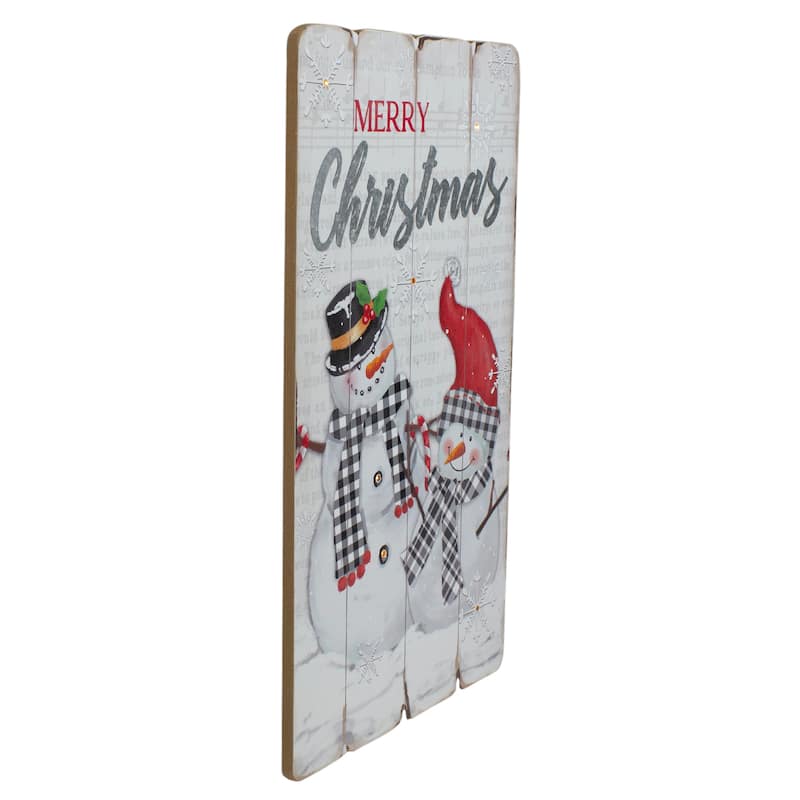 19" Lighted Snowmen 'Merry Christmas' Wall Decor
