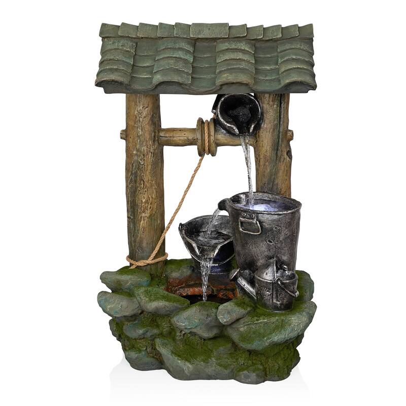 Polyresin Well Fountain with LED Lights