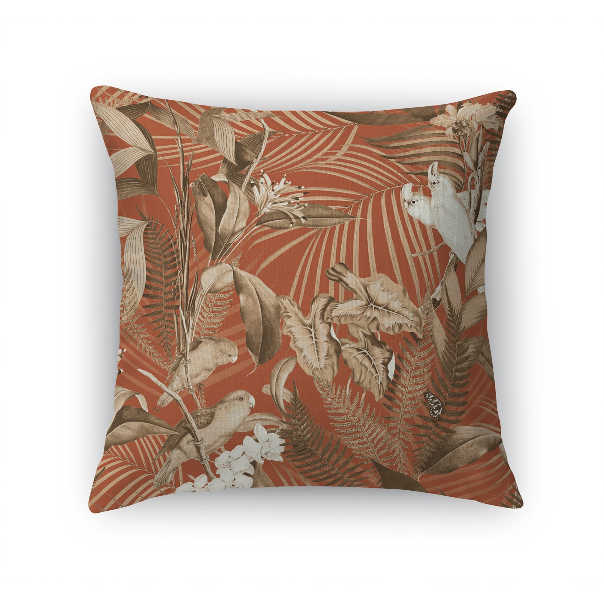 TROPICAL JUNGLE DARK CORAL Accent Pillow By Marina Gutierrez Bed