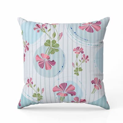 Circular Garden Faux Suede Reversible Throw Pillow Light and Blue