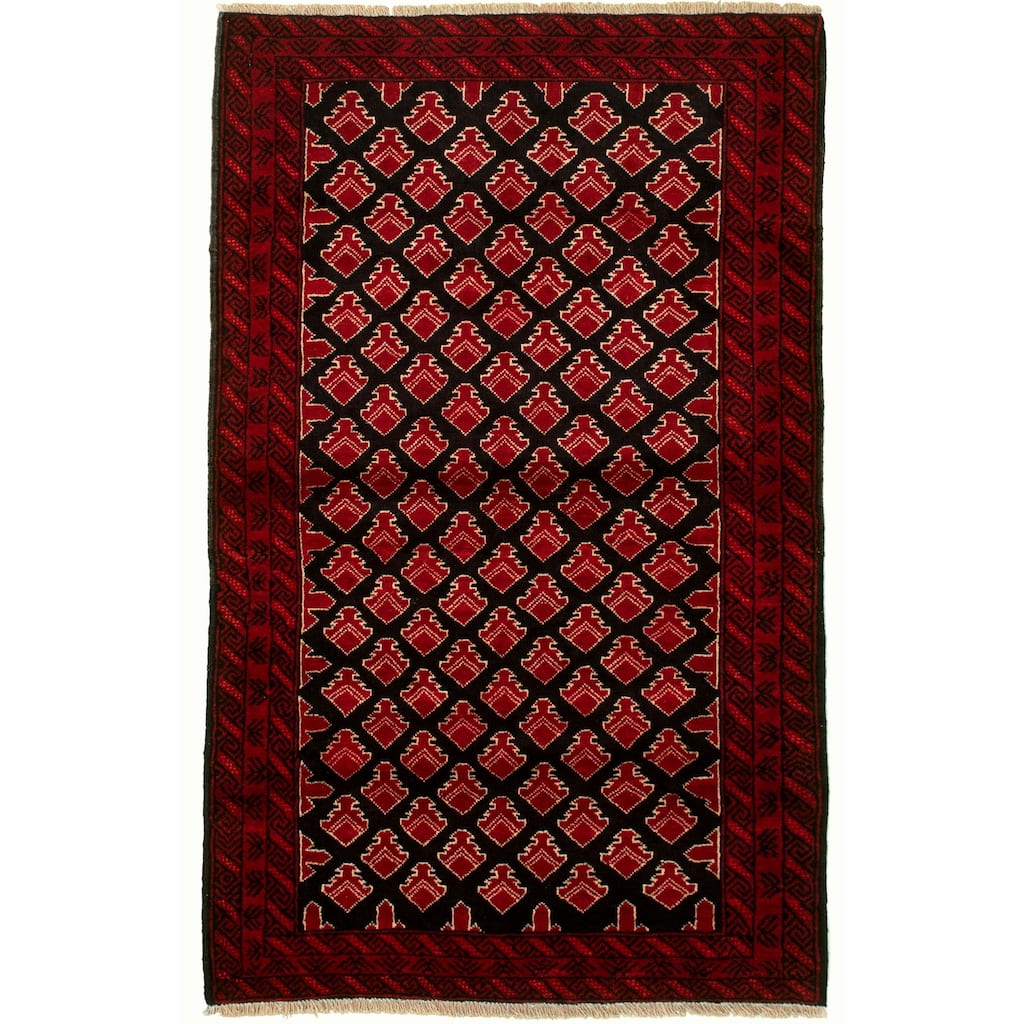 Hand-knotted Herati Red Wool Rug - 3'7 x 6'4/3'7" x 6'4"