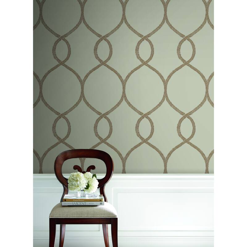 Moreno, Laurel Leaf Ogee Wallpaper, 27 in x 27 ft = 60.75 sq ft, Wallpaper Roll