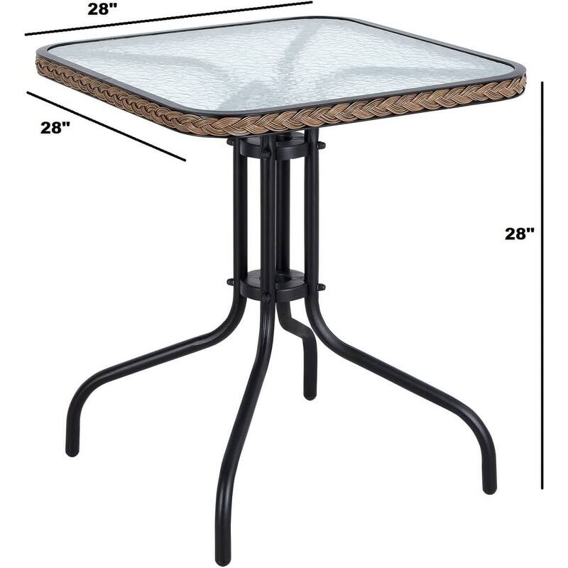5-Piece Patio Dining Set With 31.5" Square Glass Metal Table And 4 Stackable Sla