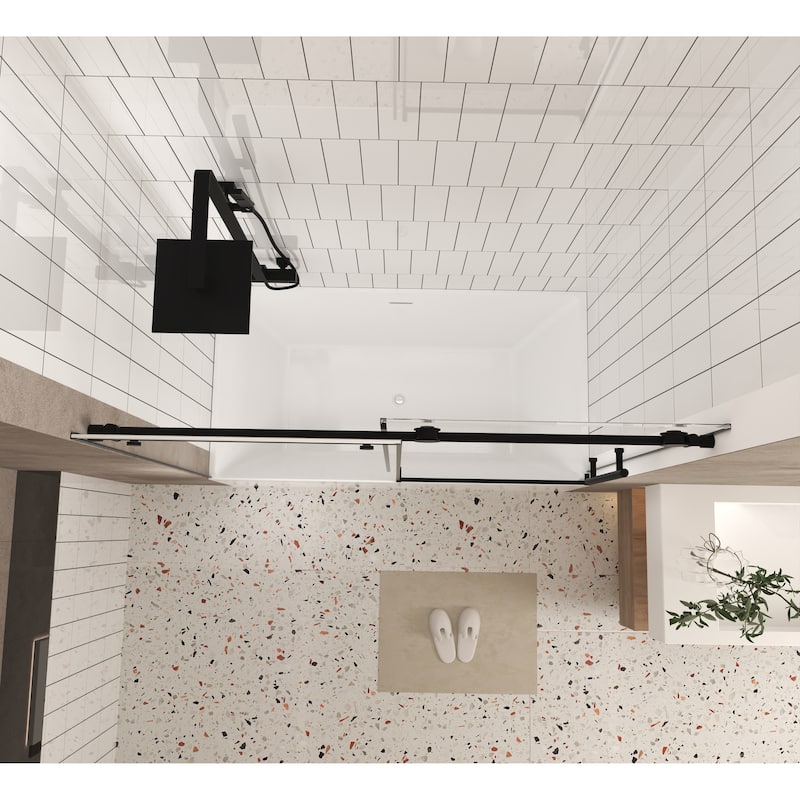 60 "W x 60" H Frameless Shower Door with Stainless Steel Handle - 60'' x 0.31'' x 60''