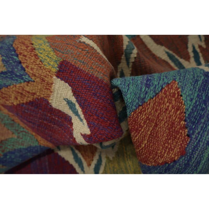 Hand Woven Oriental 100% Wool Carpet Southwestern Tribal Multi-Colored Kilim Area Rug - 9' 8'' X 6' 7''