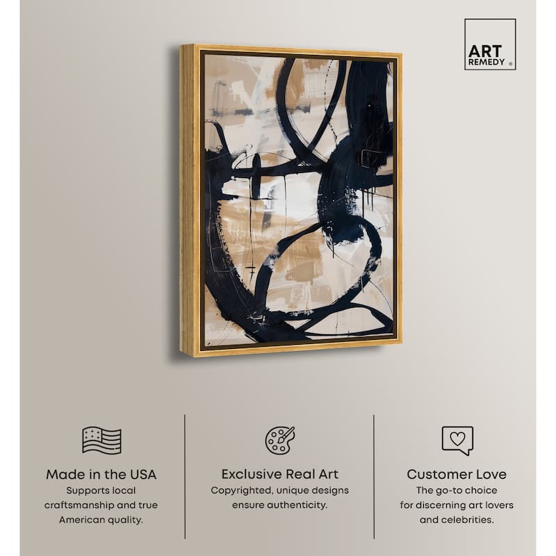 Art Remedy Flowing Ii Framed Abstract Shapes 1 Piece Canvas Wall Art