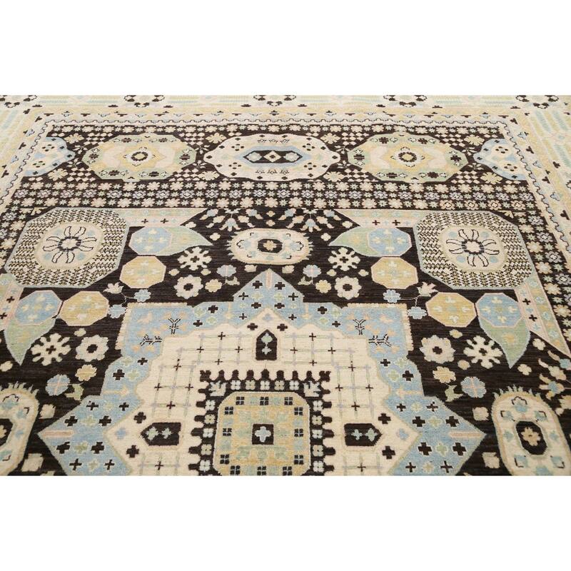Stunning Geometric Khotan Oriental Area Rug Wool Handmade Carpet - 8'9" x 11'8"