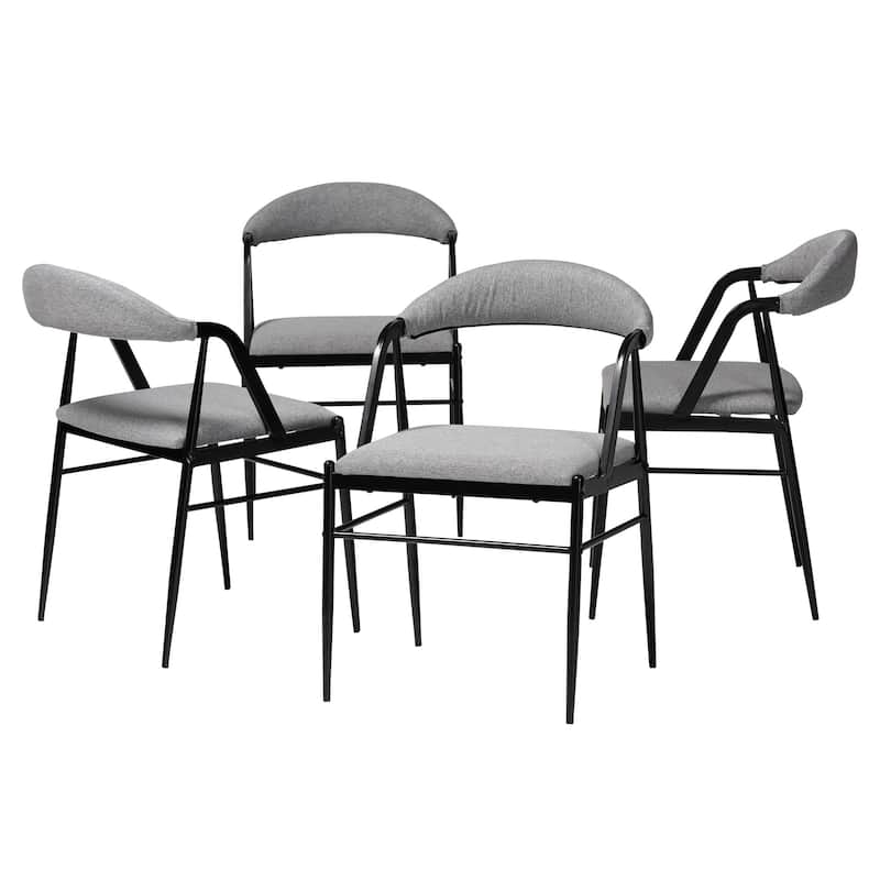 Orrin Modern Industrial Fabric and Metal 4-Piece Dining Chair Set - Grey