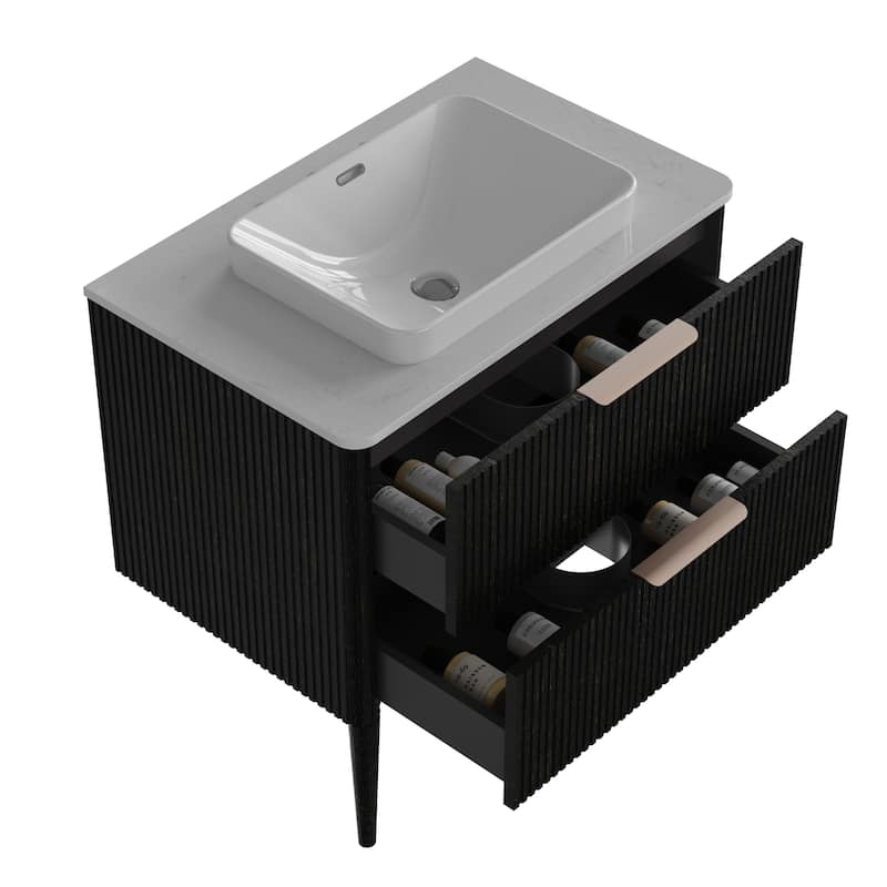 GDFStudio - Elena Freestanding 30" Bathroom Vanity with Ceramic Sink and Soft-Close Drawers
