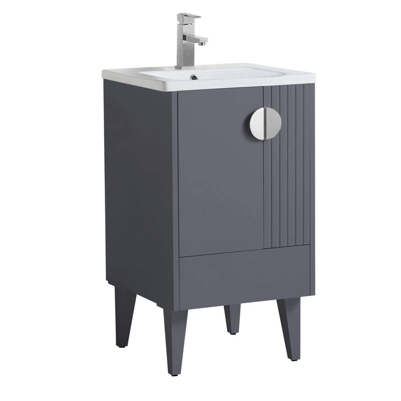Venezian Single Bathroom Vanity with Sink - 20" - Rock Gray - Polished Chrome Handles