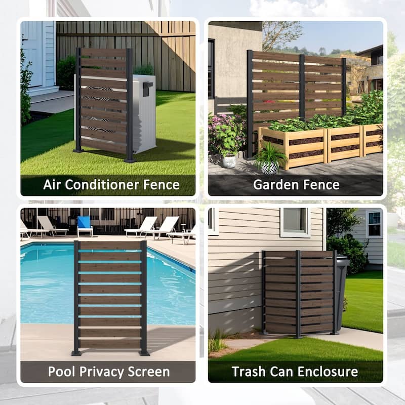 VEIKOUS 1 Pannel Versatile Outdoor Privacy Panels, Aluminum and Wooden Fence Panels for Garden