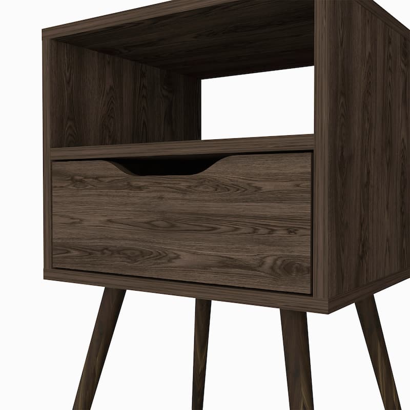 Bedroom Nightstand With Open Shelf