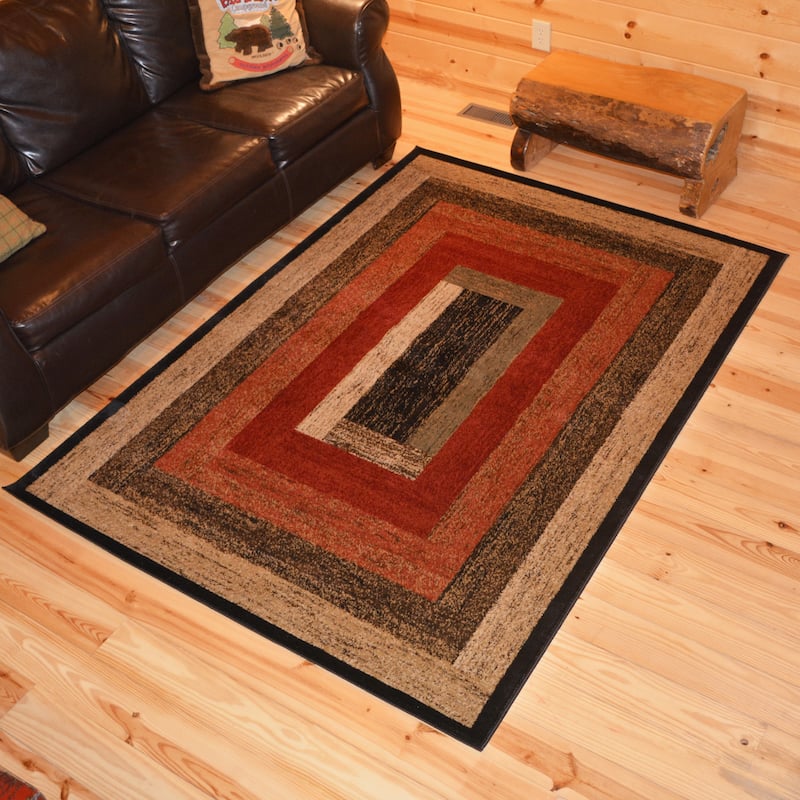 Mayberry Hearthside Rustic Panel Striped Lodge Area Rug