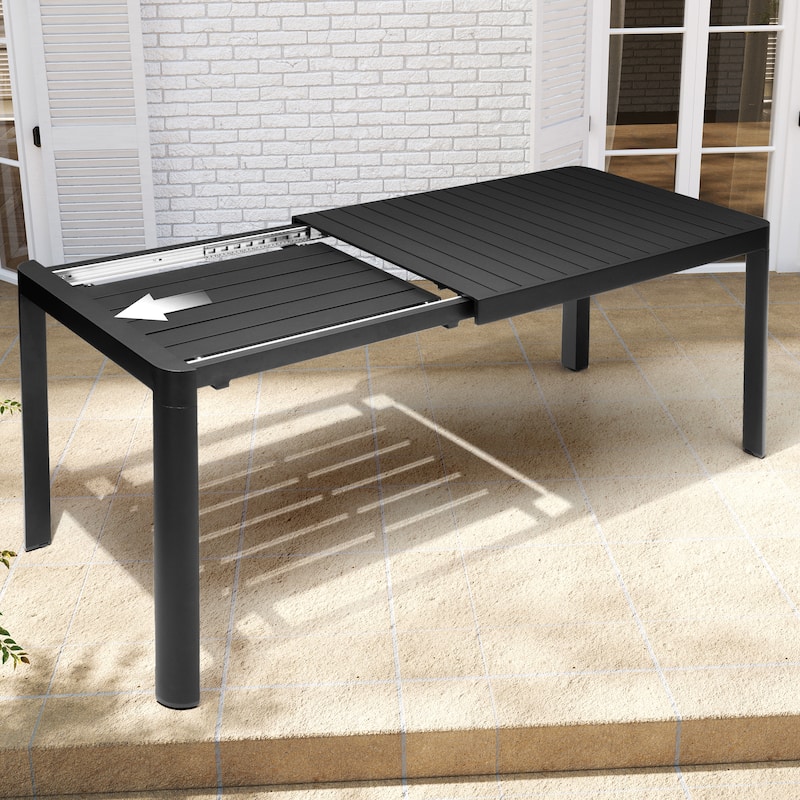 VredHom Outdoor Aluminum Expandable Dining Table for 4-6 Persons - 46.1" / 63.8" (L) x 27.6" (W) x 29.9" (H)