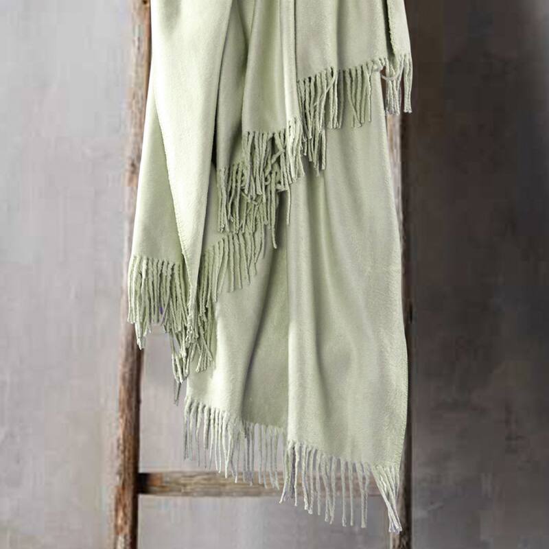 Plaza Collection Pure Silk Throw and Blanket - Throw With Silk Fringe - Sage