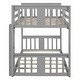 preview thumbnail 26 of 26, Twin Over Twin Floor Bunk Bed with Ladder, Solid Wood Bunk Bed Frame with Full-Length Guardrail, Detachable into 2 Separate Beds