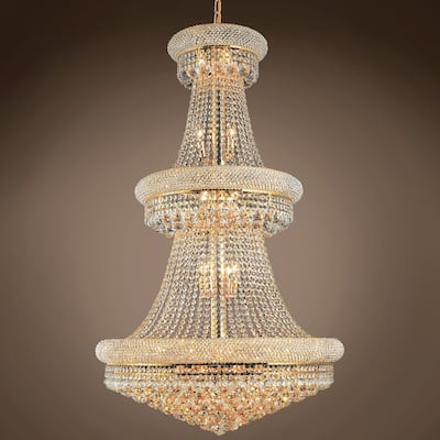 Bagel Design 32 Light 30" Gold Chandelier With Clear Swarovski Crystals - 50.00