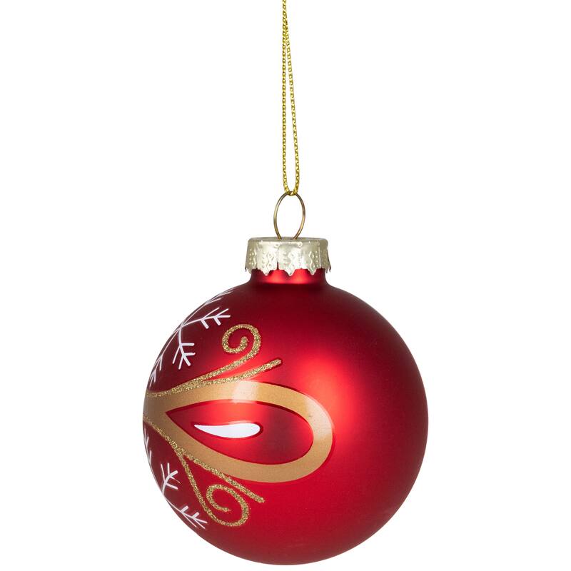 4ct Red Gold Glass Hanging Christmas Ball Ornaments 2.5-Inch (67mm)